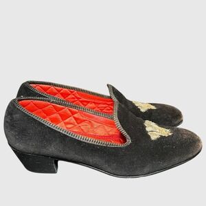Vintage Neiman Marcus Black Velvet Prince of Wales Smoking Slippers Men's 8